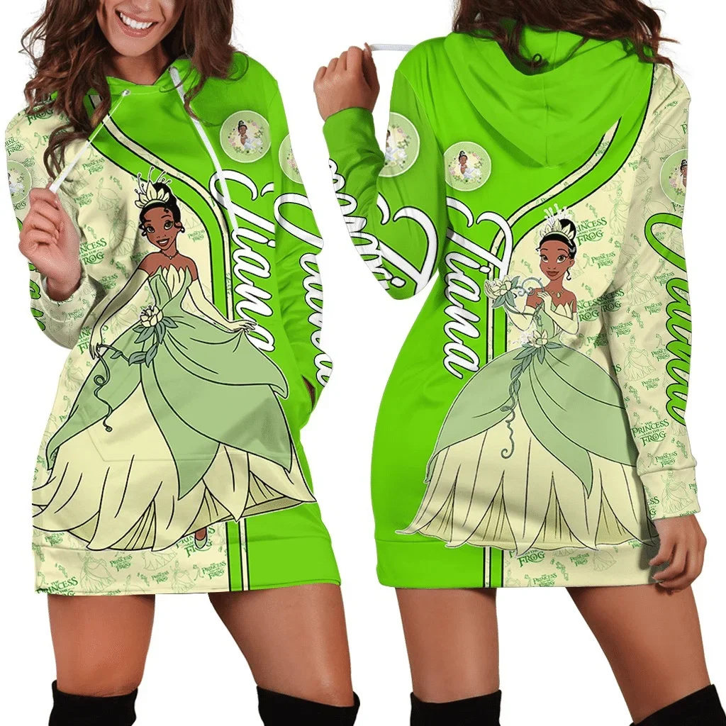 

Disney Princess Tiana Dress Summer Women's Hoodie Sweatshirt Dress Fashion Disney Dress Sweatshirt Dress 3d Hoodie