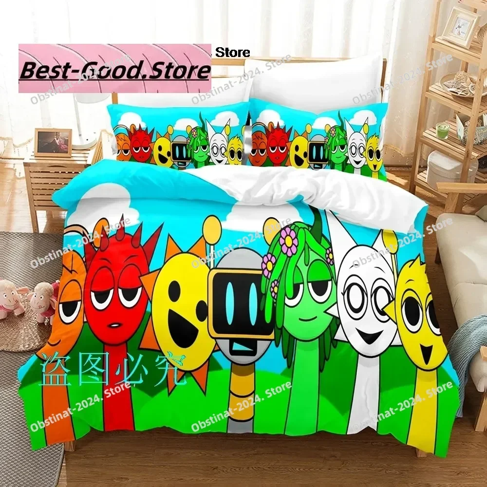 

Sprunki Bedding Set Single Twin Full Queen King Size Bed Set Adult Kid Bedroom Duvetcover SetsSprunki Anime parure de lit Bed 1
