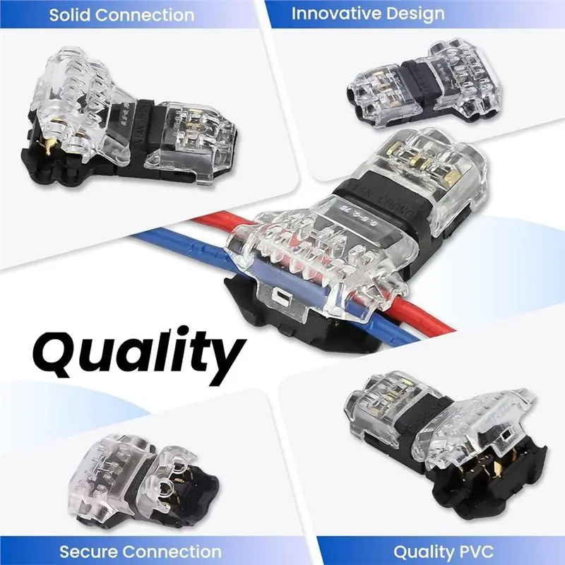 A93E-T Tap Wire Connectors(30PCS) For 18-22 AWG Wires- Low Voltage Splice Connectors, 3 Way 2 Pins No Stripping Needed