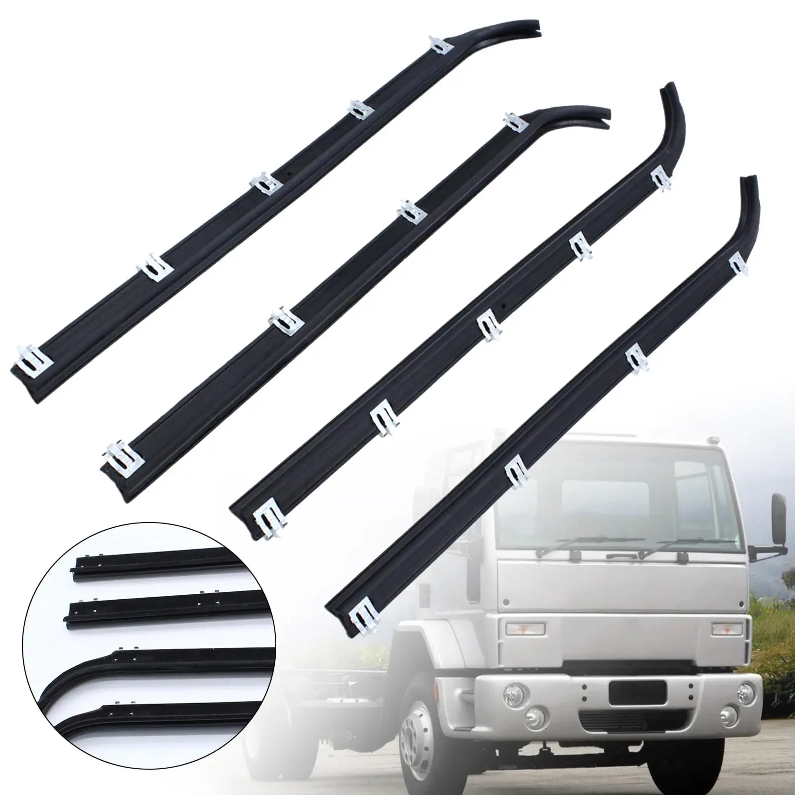 Inner Outer Window Sweep Felts Seals Weatherstrip for Ford F150 Truck