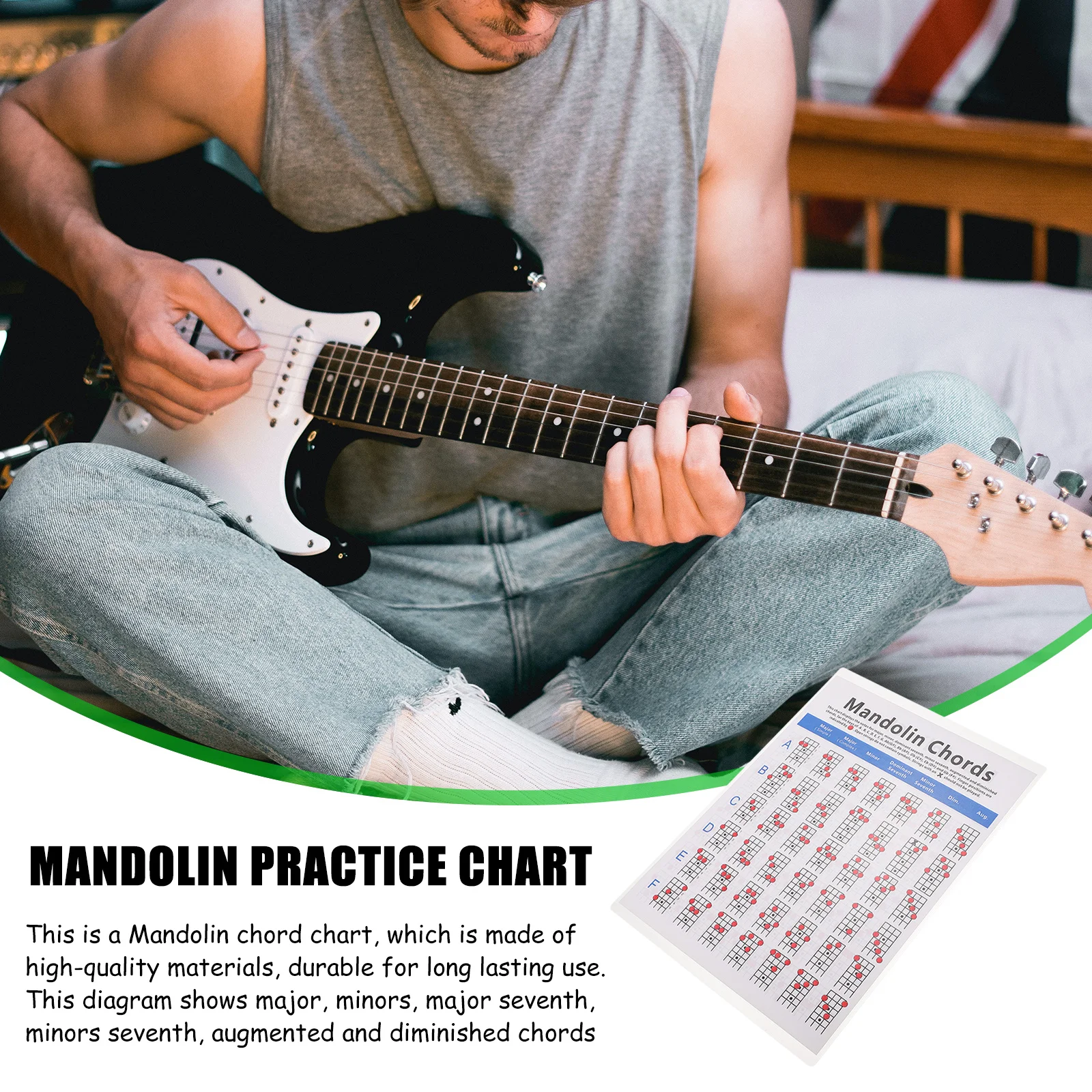 

1pc Premium Coated Paper Mandolin Chord Chart Lightweight Portable Training Poster For Beginners Players Teachers Chord Diagram