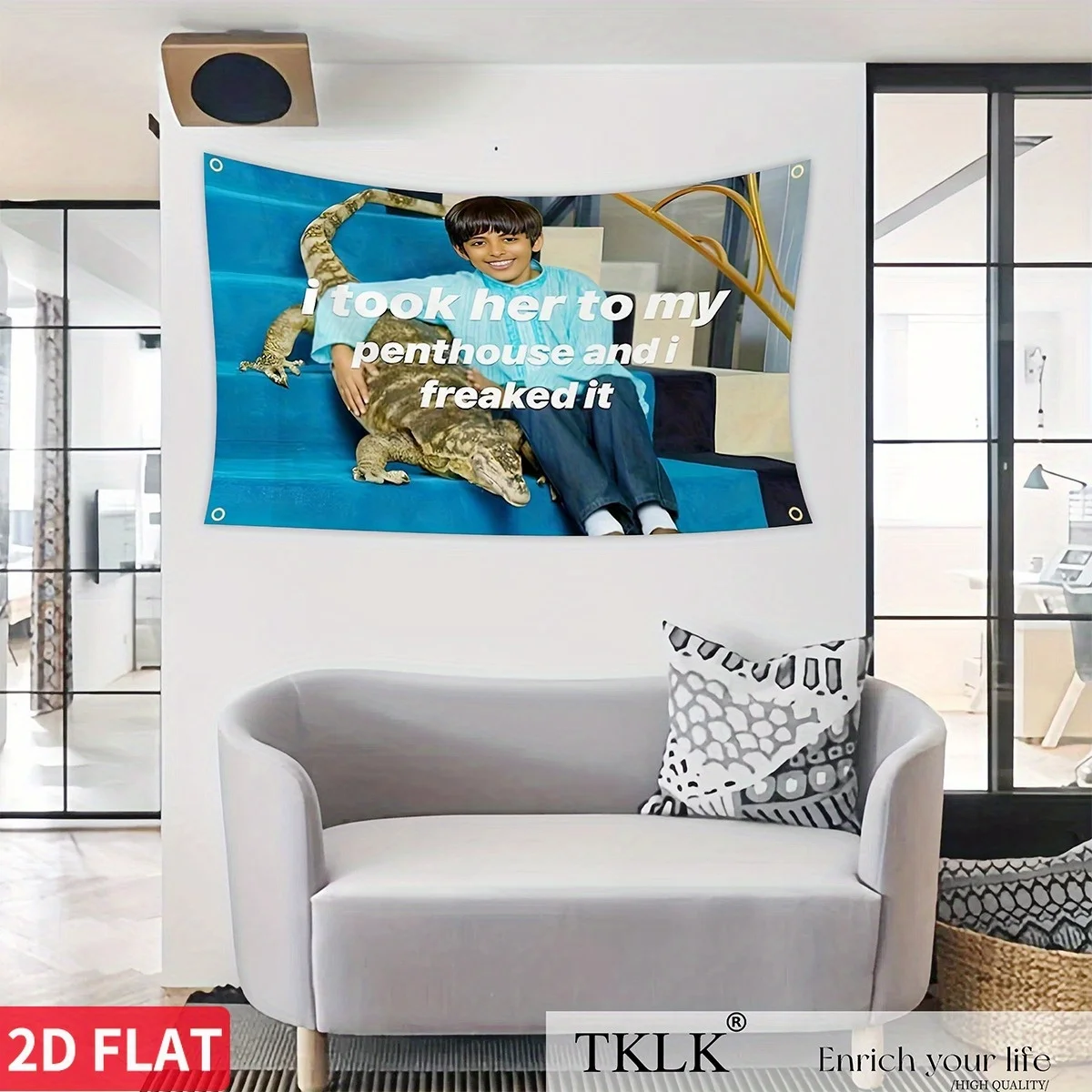 

Funny Hanging Polyester Flag Banner Tapestry with 4 Grommets, I took her to my penthouse and I freaked it, Ideal for Room Wall