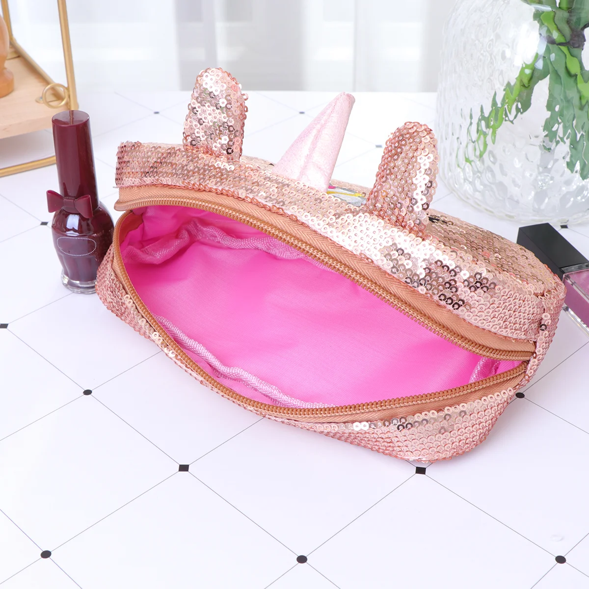 Glitter Pencil Case for School Multifunction Pouch Mermaid Sequin Bags Men and Women