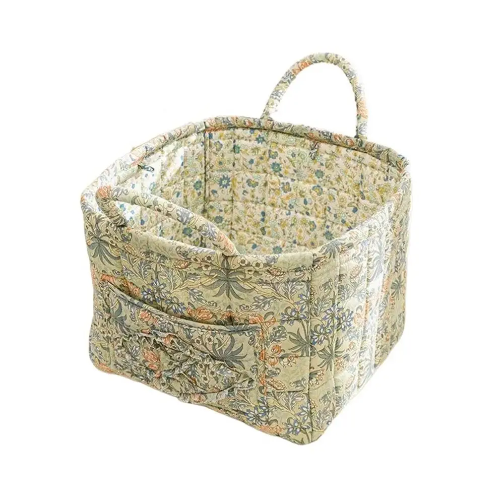 

Pastoral Style Fabric Storage Basket Washable Foldable Underwear Debris Organizing Frame Stackable Sundries Storage Organizer