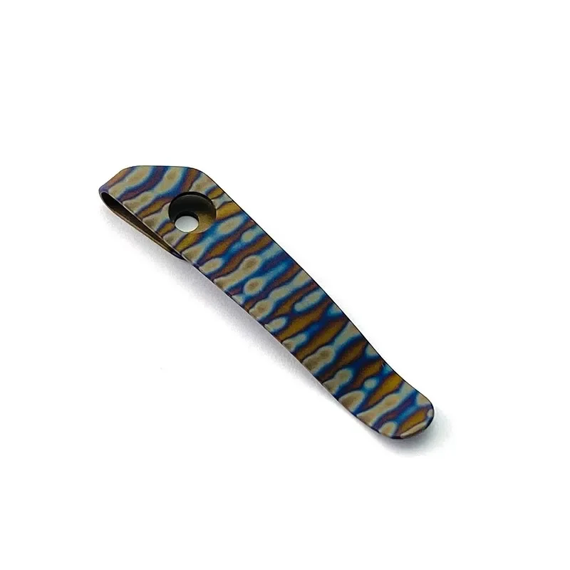 1 PC Tiger Pattern Roasted Titanium Backclip for Strider SNG/SMF Folding Knife