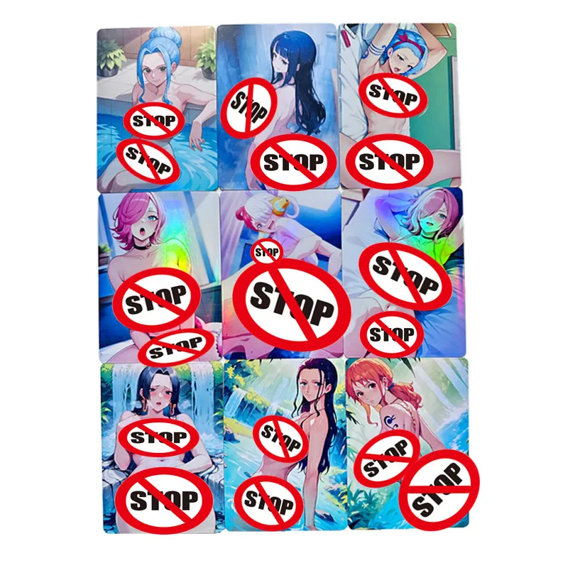 9 unids/set tarjeta de Anime de una pieza Nami Uta Robin Hancock tarjeta desnuda Sexy Fiesta EN LA Piscina ACG juguete para regalo juego tarjeta de colección casera