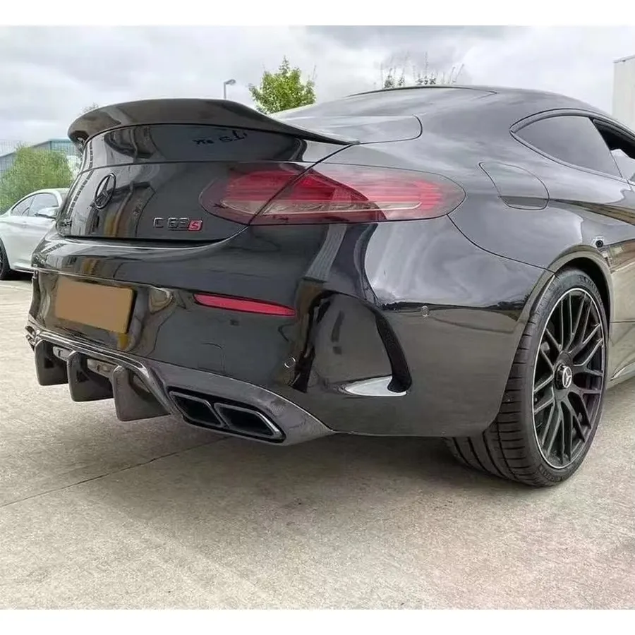 For Mercedes Benz C Class W205 C43 C63 C200 C260 C300 Two doors Carbon Fiber Car Rear Bumper Diffuser Splitters Spoiler Back lip