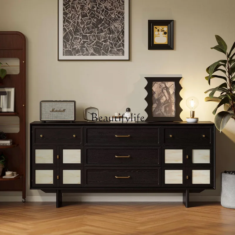 

ls 51 Light luxury solid wood dining side cabinet, antique living room storage locker