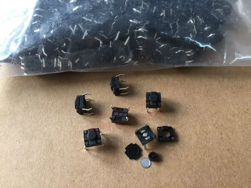 200pcs/Touch Switch 6 * 6 * 4.3 Waterproof and Dustproof Vertical 4-pin Copper Button 6x6x4.3 Straight 4-pin