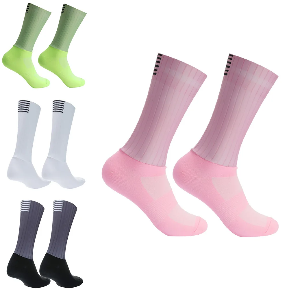 Socks 2024 Anti Cycling Team Aero Pro Slip Seamless Silicone Running Sport Road Bike Socks