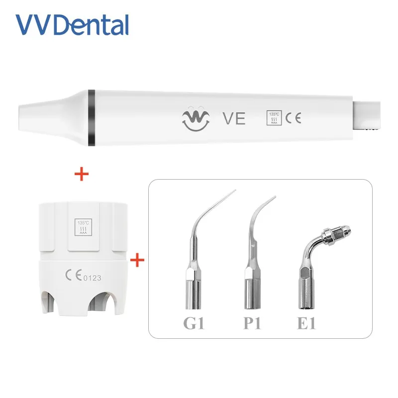 

VVDental Ultrasonic Piezo Scaler Handpiece Fit EMS/Woodpecker With Torque Wrench And 3 Ultrasonic Scaler Tips G1/P1/E1