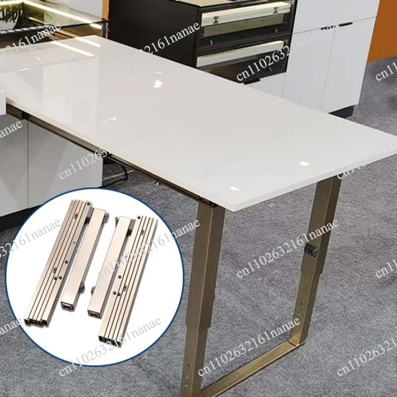 Hidden Drawer Kitchen Side Table Slide Multi-section Track Flat Push with Feet Invisible Folding Pull Out Table Rail