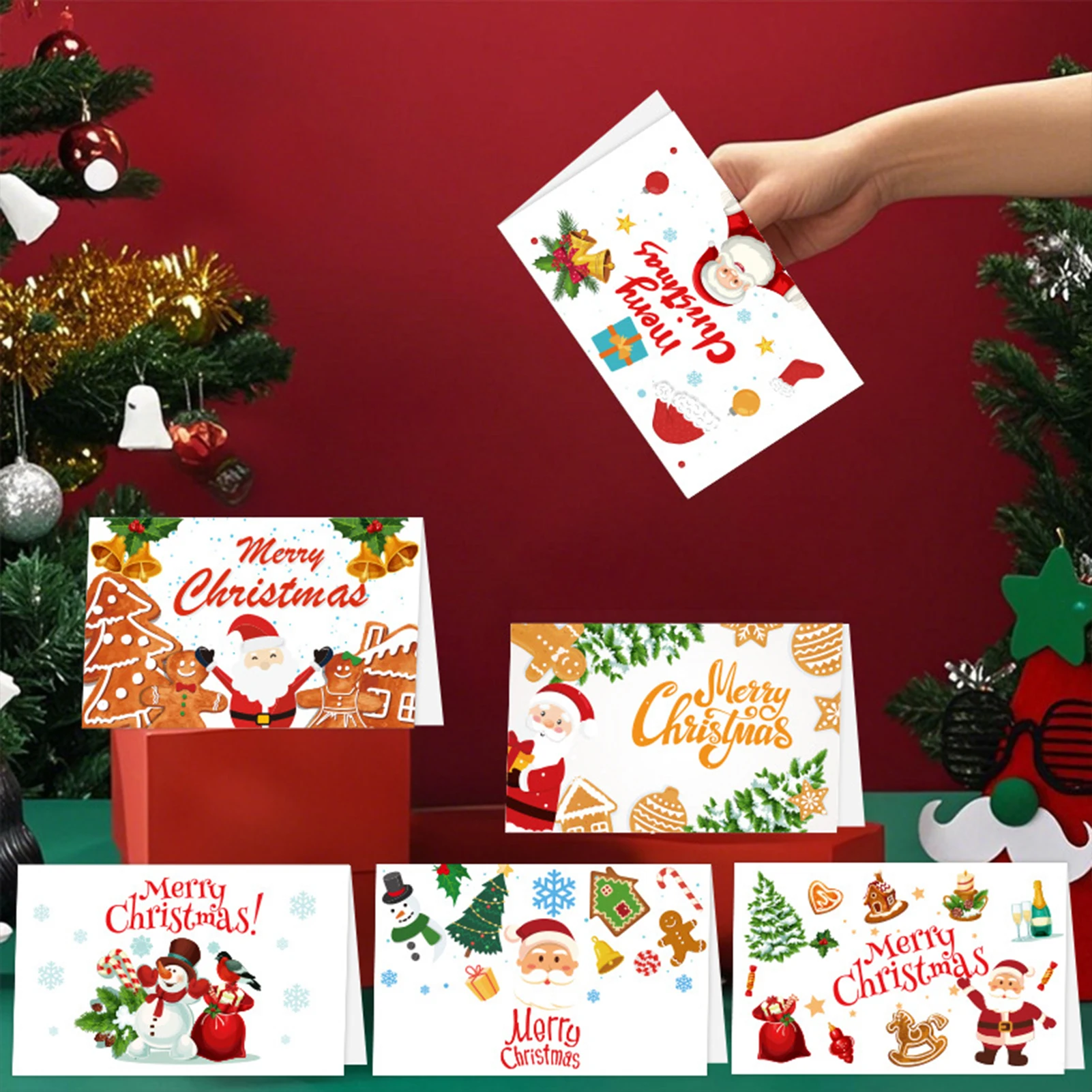 

2025 Christmas Greeting Card 6pcs Merry Christmas Handwritten Small Cards For Family Friends Navidad New Year Best Wishes Cards