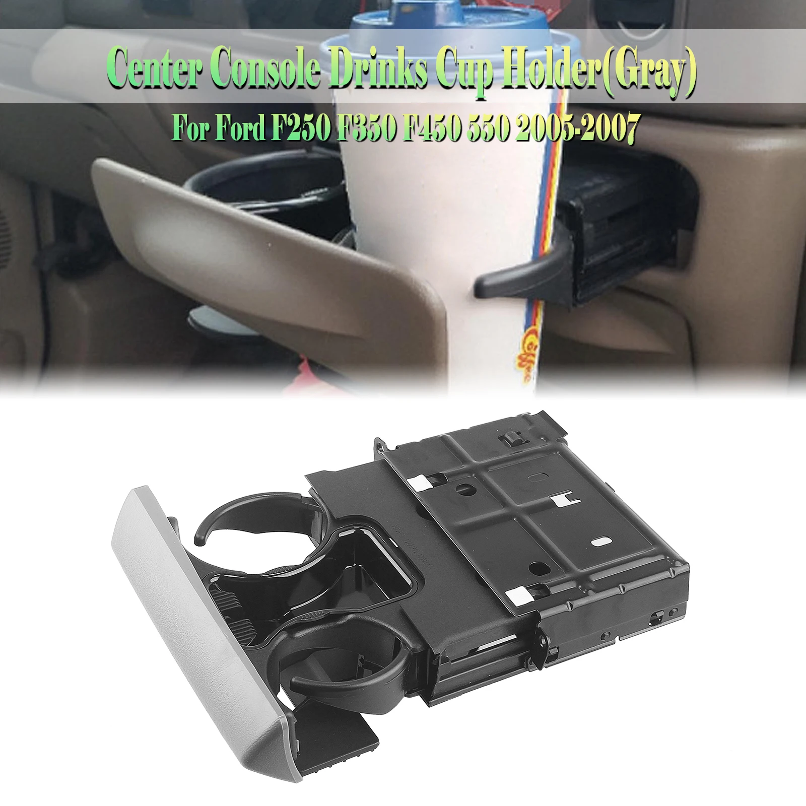 For Ford F250 F350 F450 F550 2005-2007 Interior Front Dashboard Panel Center Console Drinks Cup Holder Bracket 5C3Z-2504810-AAD