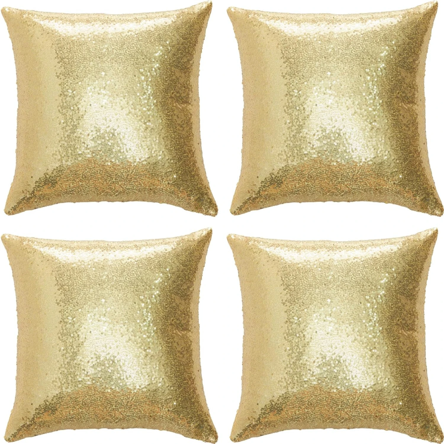 

Rose Gold Sequin Decorative Throw Pillow Covers - Pack of 4, 18x18 Inch Square Cushion Case for Sofa Couch, Solid and Stylish Ho