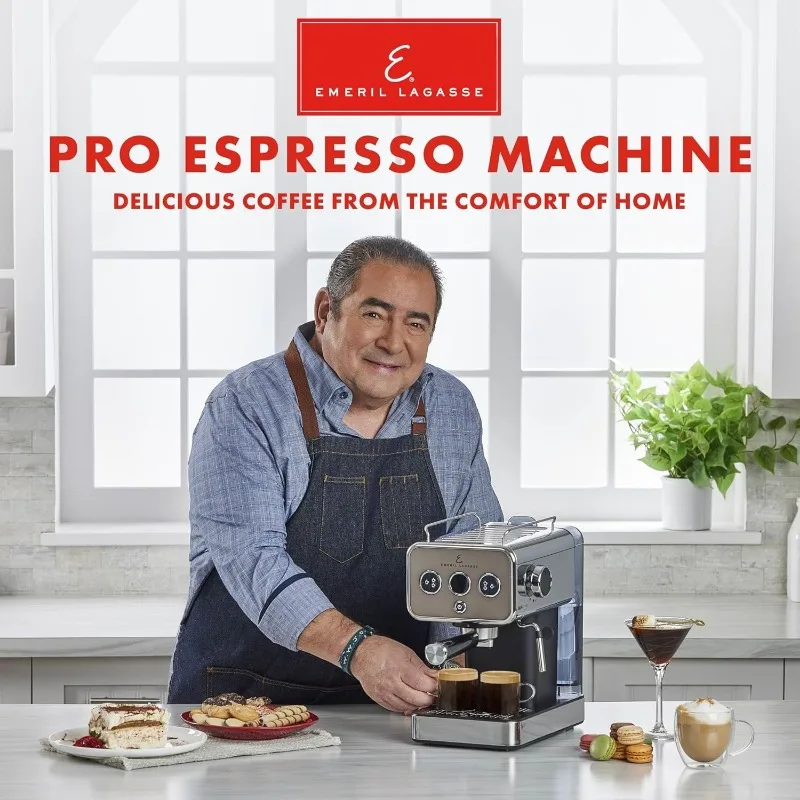 Macchina per caffè espresso Pro da 15 bar con bacchetta vapore per montalatte, finitura in acciaio inossidabile, doppio colpo, serbatoio dell'acqua rimovibile da 37 once 1350 W