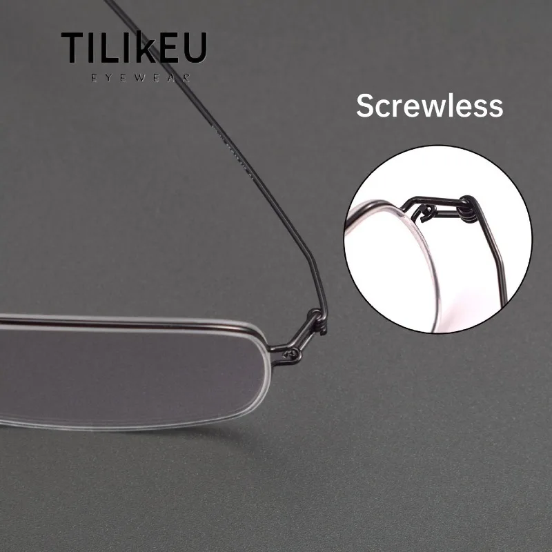 

Denmark Narrow Square Screwless Eyewear Men's Pure Titanium Thin-Leg Ultra-Light Casual Business Eyeglasses Men's Glasses Retro