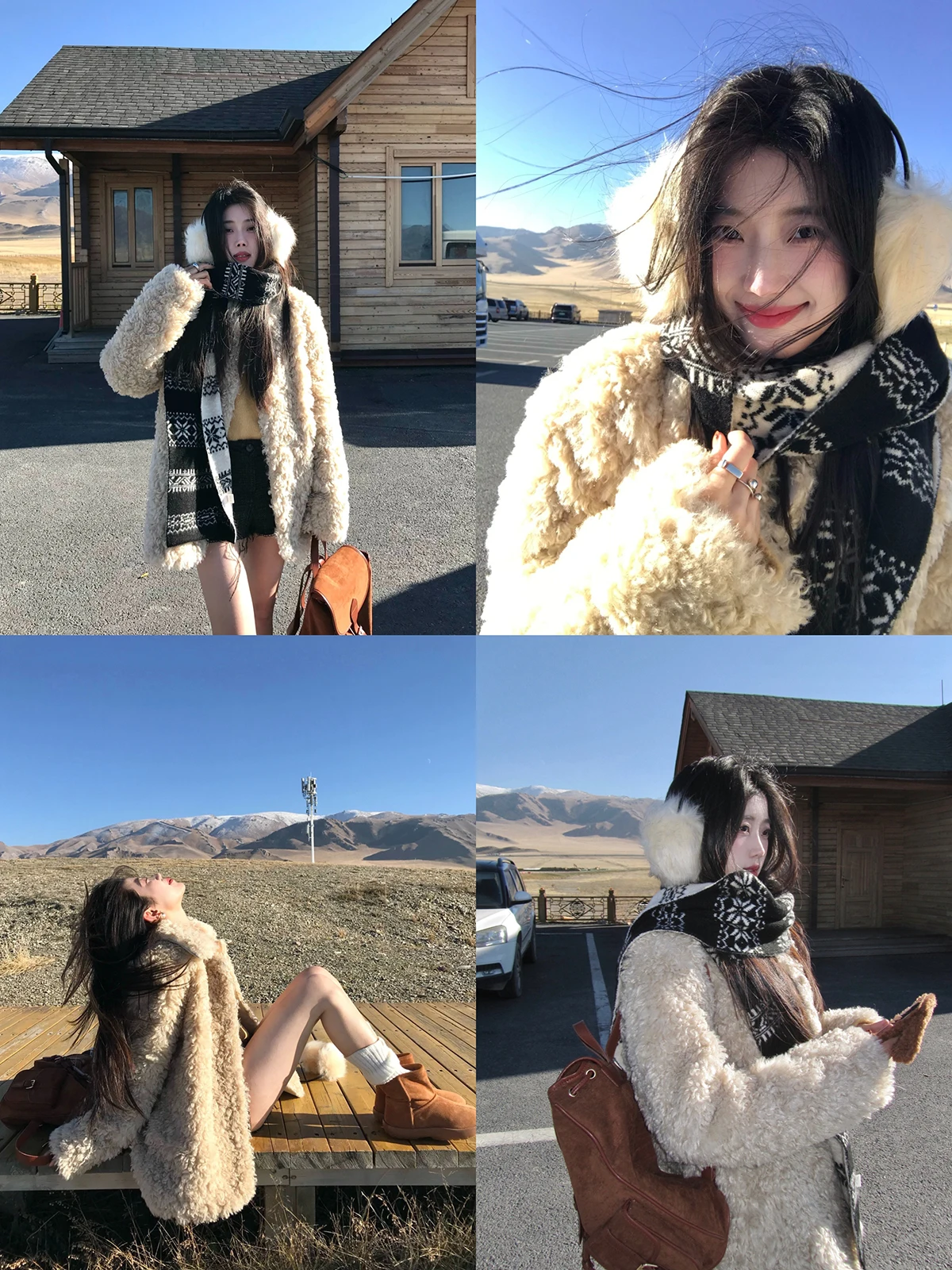 

Joeyoo Women's Oversized Lapel Lamb Fur Jaet Fluffy Warm Inteated Leather And Fur Coat Commute Sle Winter Faion