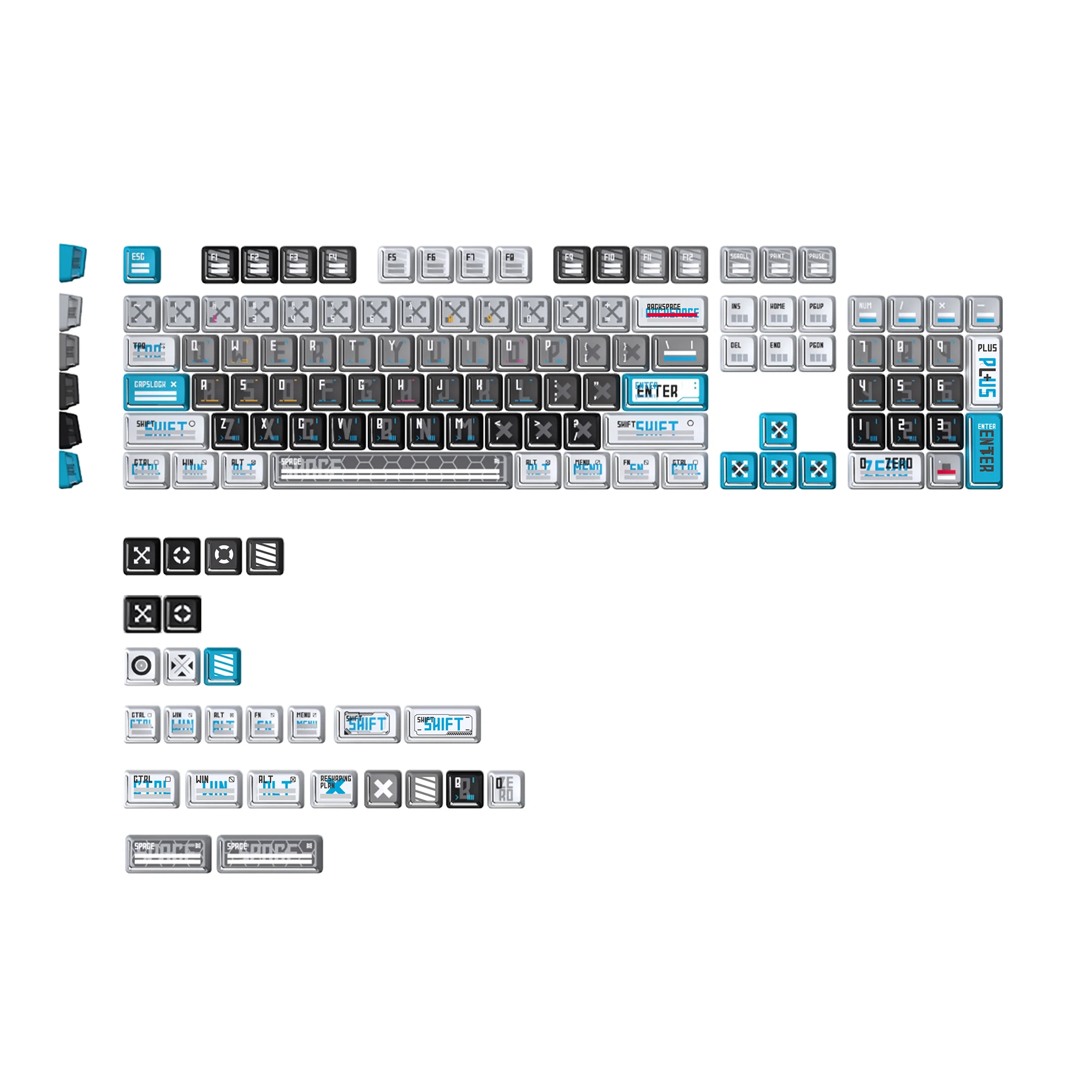 Imagem -02 - Capxxx-remodelação Plano Keycap Pbt Doubleshot Dye Subbed Acklit para Teclado Mecânico Branco G60 87 Tkl 104 108 Ansi Bm60 pc