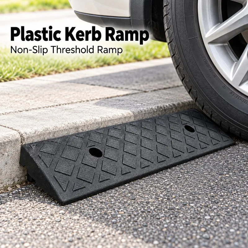 1/2/3/4PCS Plastic Kerb Ramp 40mm Height Non-Slip Threshold Curb Ramp for Cars Bicycles Wheelchairs Driveway Outdoor Access