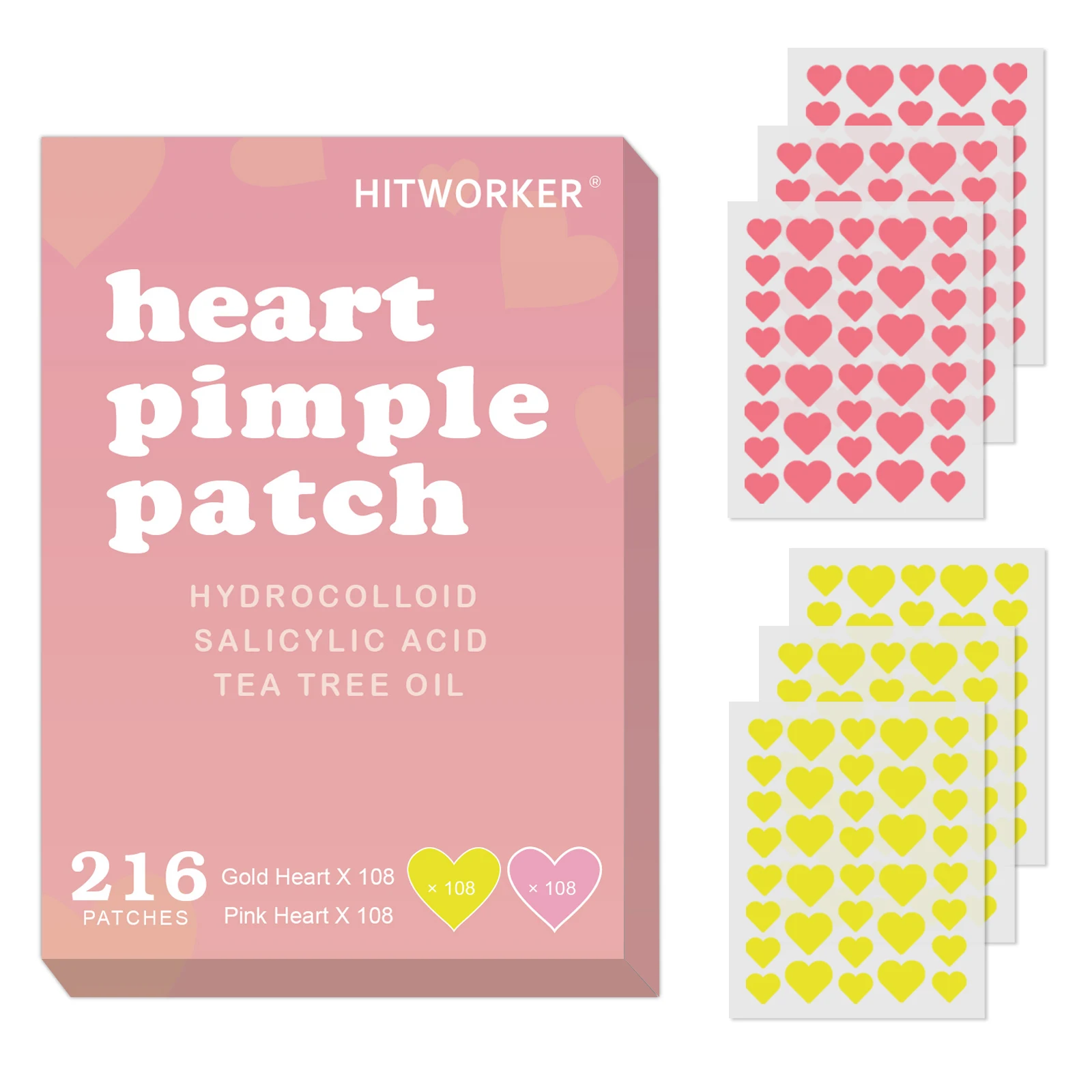 216 peças remendos de acne de ácido salicílico design em forma de coração para remoção rápida de espinhas e cravos cuidados com a pele essenciais de beleza