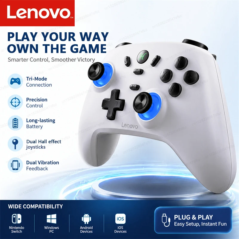 Controle de Jogos Lenovo S07 Sem Fio Bluetooth com Receptor 2.4G para PC Windows, Android TV para Black Myth: Wukong GamePad 600mAh