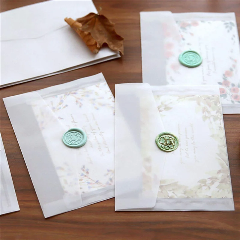 300PCS Blank Envelope Translucent Paper Envelopes Set Letter Vintage Wedding Invitation Envelopes For Cards