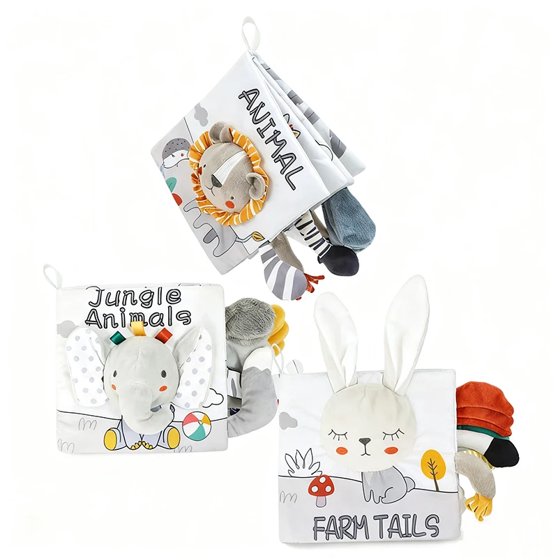 كتب الأطفال الناعمة الكرتون الحيوان ذيل القماش الكتب ثلاثية الأبعاد اللمس يشعر عالية التباين القماش كتاب لعبة للأطفال هدايا لعب للتعلم المبكر