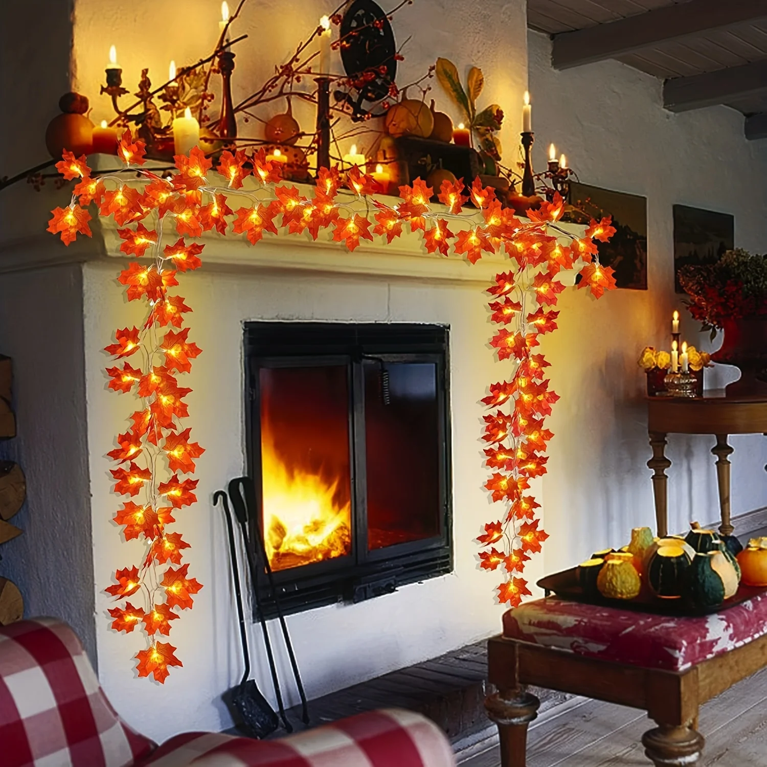 10/20LED Maple Leaf String Lights Fairy Lights Battery Powered Garland Light for Home Party Wedding Indoor Outdoor Decoration