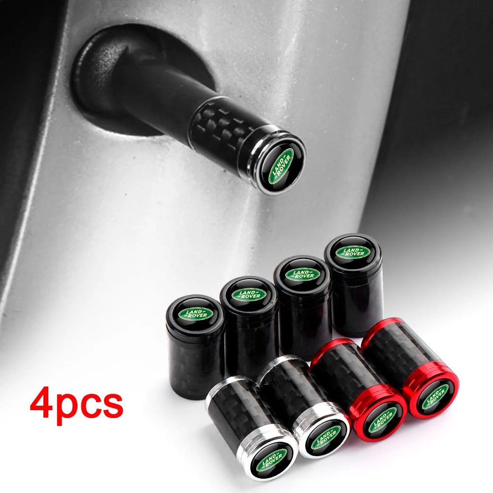 4pcs Car Carbon Fiber Metal Wheel Tire Valve Caps decal For Land Rover Sport Rnage Rover 2 3 4 Freelander 1 Defender Evoque