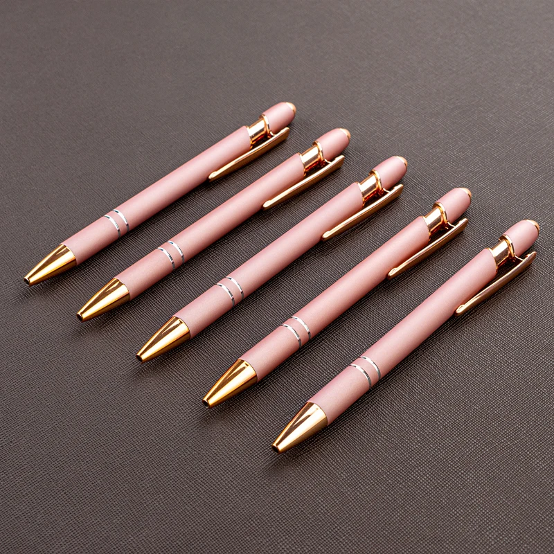 Custom Logo Rose Gold Metal Ballpoint Pens Personalized With Your Own Name Advertising Gifts Student Stationery Office Supplies