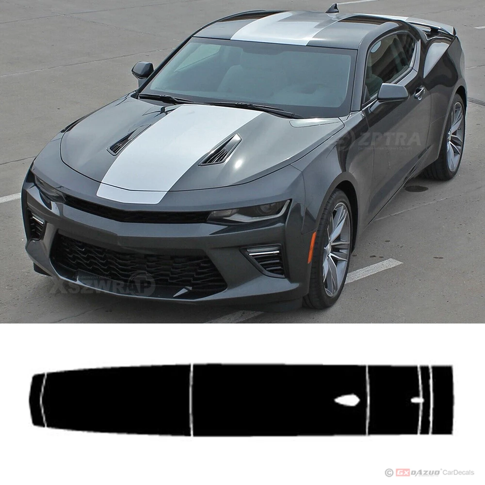 

2016-2018 For Chevy Camaro OVERDRIVE Center Wide Racing Stripe Vinyl Graphic Decal V6 Roof Trunk Optional Spoiler Rear Bumper