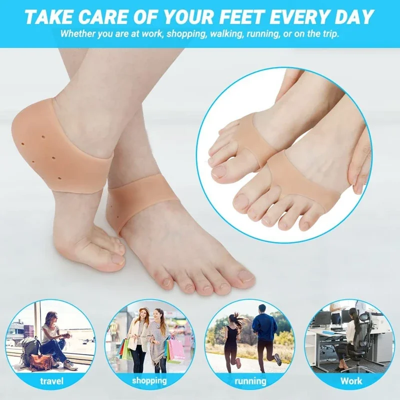 1 Pair Silicone Heel Protectors Gel Metatarsal Pads Forefoot Cushion for Women and Men Foot Comfort Pad