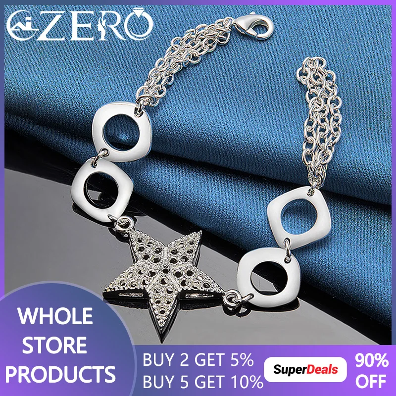 

ALIZERO 925 Sterling Silver Hollow Star Bracelet Chain For Women Wedding Engagement Party Fashion Jewelry Gifts