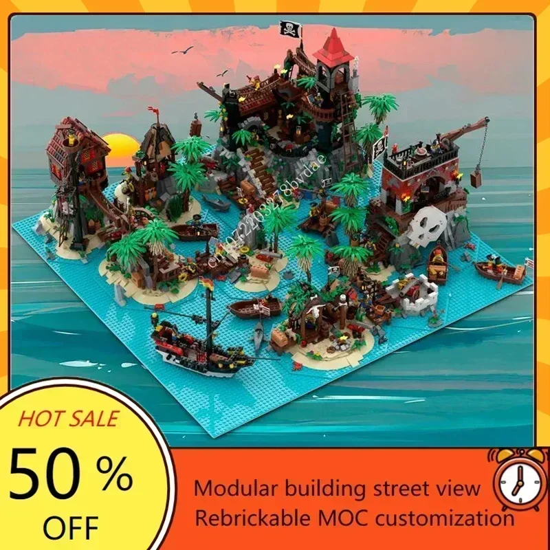 

6957PCS MOC Custom Puzzles Islands Bundle Model DIY Assemble Castle Architecture Educational Creative Kids Assembly Toys Gifts
