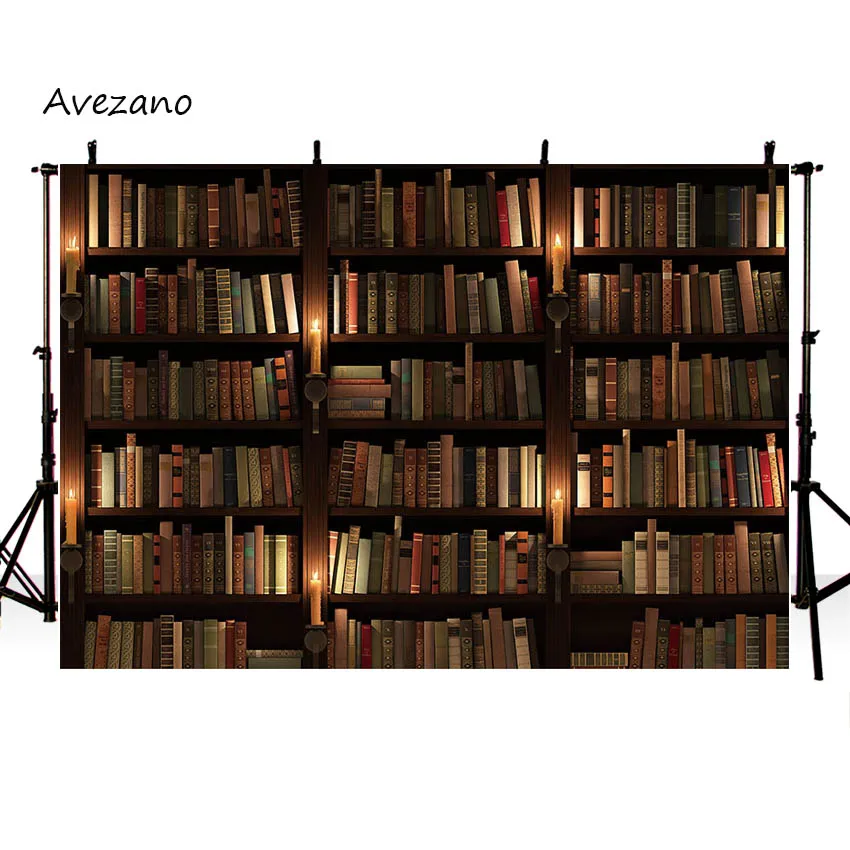 Avezano ภาพรูปภาพพื้นหลังการถ่ายภาพ Library บรรยากาศหนังสือเทียนพื้นหลัง Photo Studio Decor Photobooth
