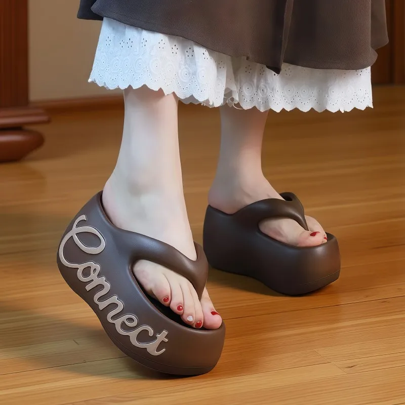 

Newest 2026 Designer Connect Letter Platform Flip flops Woman Thick Sole 9cm Comfort Thong Sandals Summer Beach Slippers