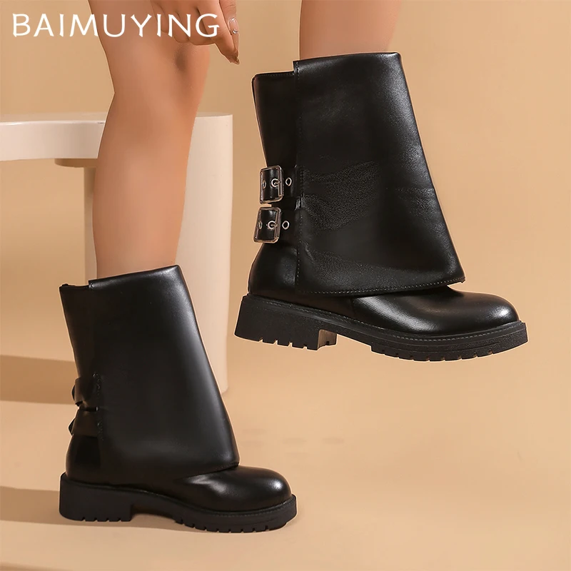 Mid Heels Women Ankle Boots Winter Fashion Leather Shoes Woman 2025 Trend Designer Brand Walking Cozy Punk Female Chelsea Botas