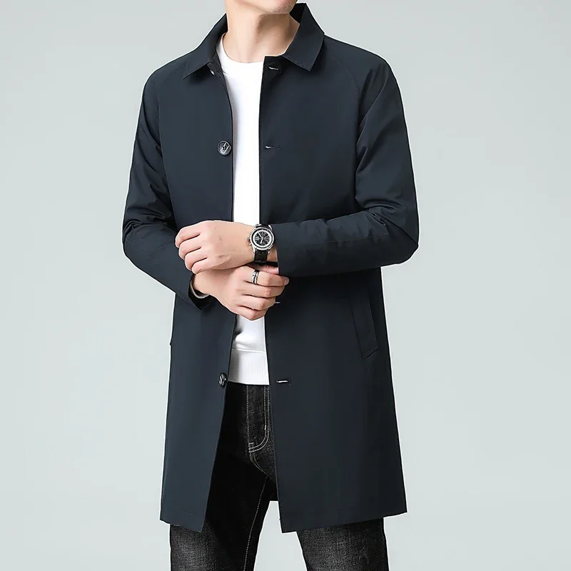 

Casual Fashion High-quality Light Business Casual Suit Jacket Long Men Trench Coat Windbreaker Overcoat Long Jacket Men Clothing