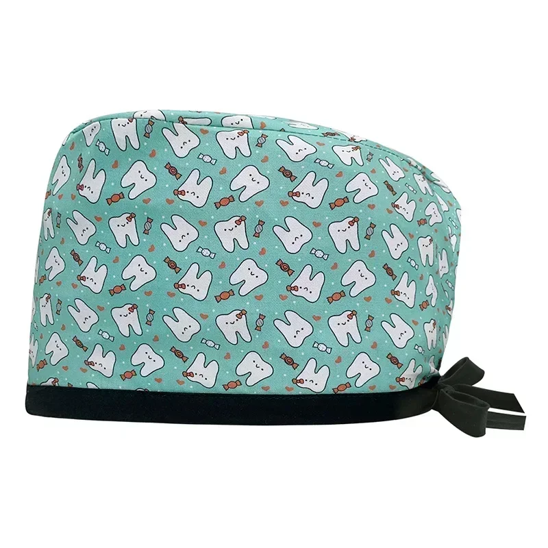 Casquette de gIslande d'impression de dessin animé pour femmes et hommes, chapeaux d'infirmières avec serviette de sueur, chapeau de gIslande médical, prix de gros