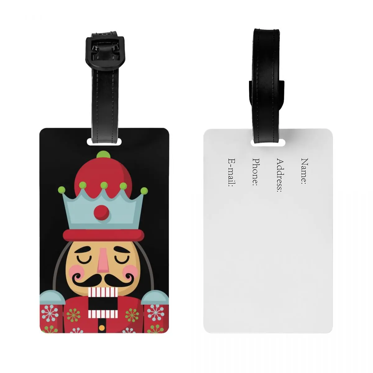 Nutcracker Luggage Tag Cartoon Soldier Toy Christmas Gift Suitcase Baggage Privacy Cover ID Label