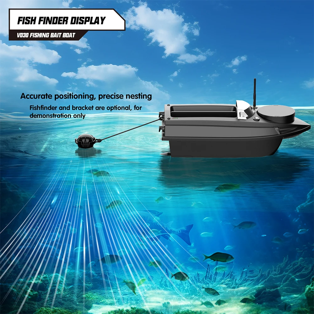 LOKEEVAN V030 RC Karpfen Angeln Köder Boot GPS, Große Größe 9 Angeln Boden 12 V High-Speed GPS Fishfinder Trawling Nest Köder Boot – Detail 10