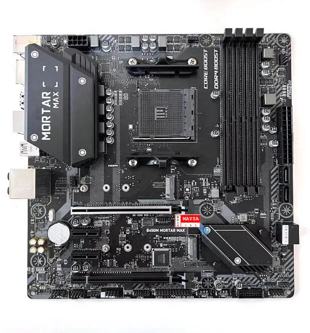 

FOR MSI B450M MORTAR MAX motherboard supports up to Ryzen 9 Adopt chipse 4xDDR4t Socket AM4 PCI-E 3.0 Max 128GB 2×M.2 Used