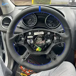 Car Accessories Steering Wheel Cover Leather Trim For Mercedes Benz GL R Class X164 2006- 2009 M-Class W164 2005 2006 2007 2008