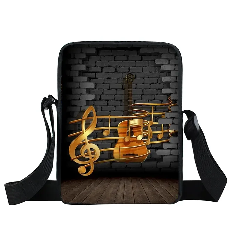 Music Notes / Guitar / Piano Messenger Bag Girls Canvas Shoulder Bags Women Handbags Crossbody Bags Small Satchel Bookbag Gift