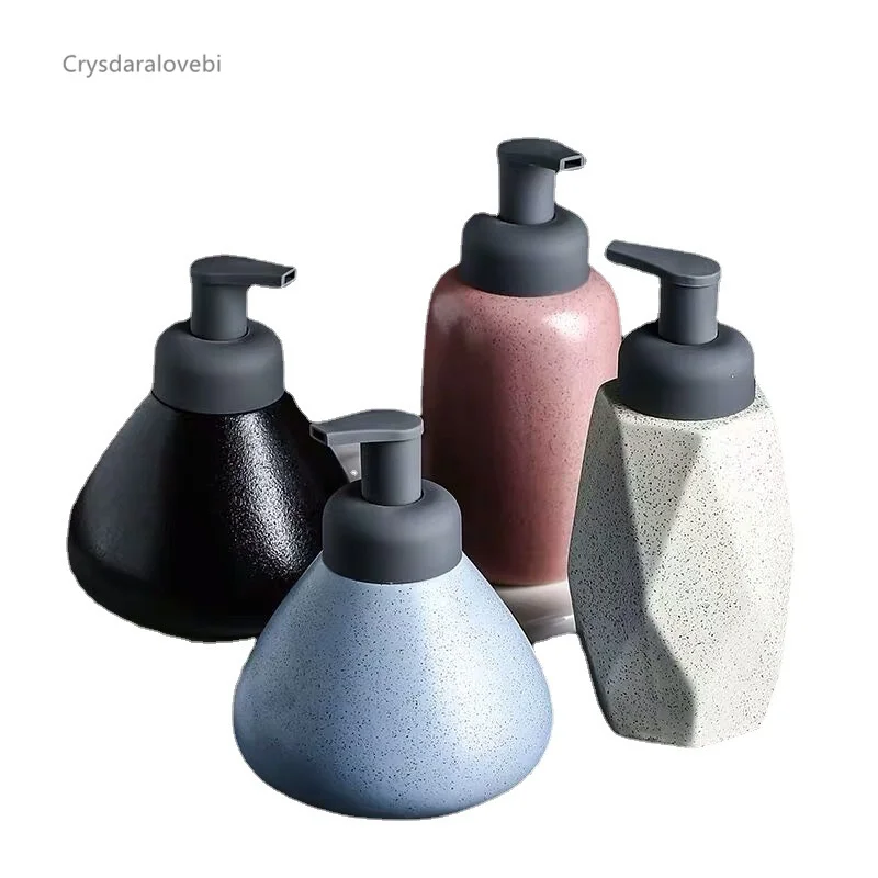 Creative Matte Ceramic Press Foaming Lotion Bottle Simple Body Wash Bottle Hand Sanitizer Sub-bottle Three-piece Set