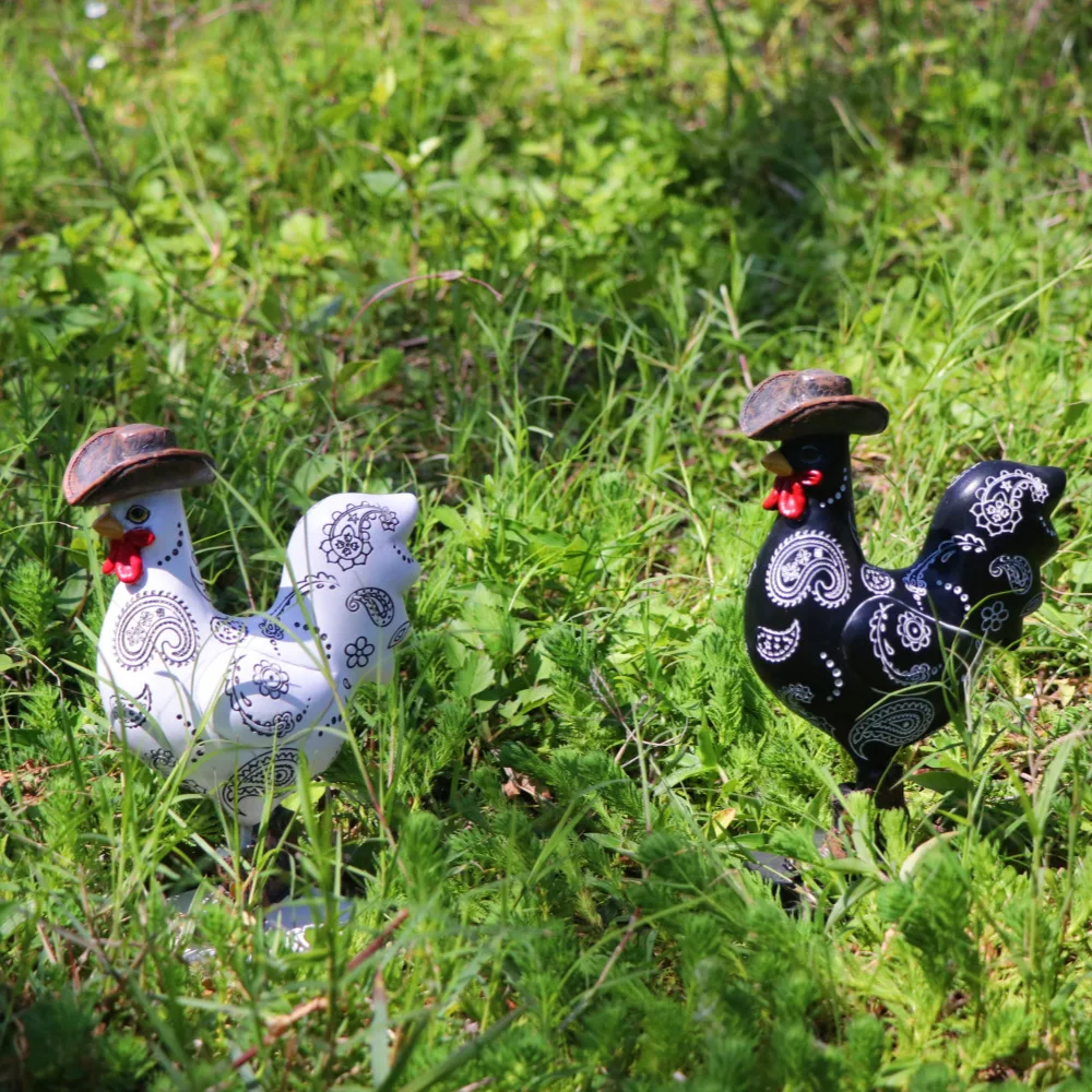 Rooster Garden Statue Outdoor Indoor Resin Home Decor Figurines Decoration Farm Animals Statue Yard Decorative Ornaments Outside