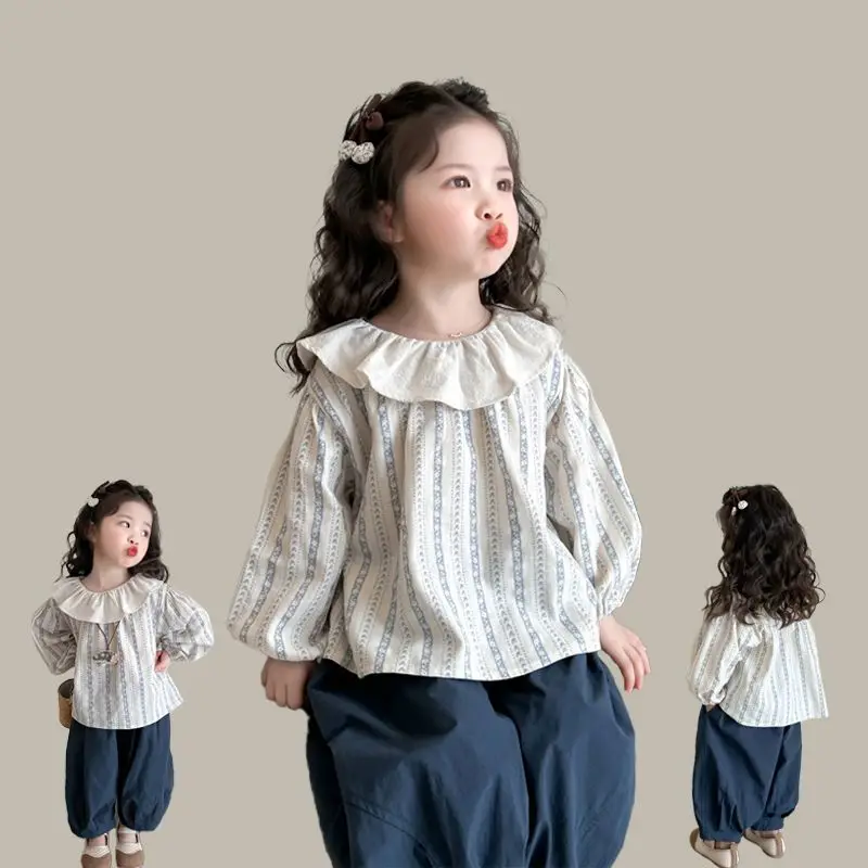 Nowy zestaw dla dziewczynek w stylu koreańskim na rok 2025, modny, codzienny, dwuczęściowy strój dla dzieci i niemowląt na wiosnę i jesień, styl INS.