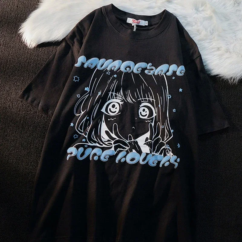 Oversized T Shirts Kawaii Y2k Anime Women\'s T Shirt Girl Print Clothes Graphic Streetwear T Shirt Harajuku Grunge Tops