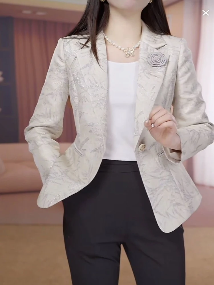 205 neue Frühling Herbst Chic Casual Professionelle Blazer Jacke Outwear frauen Schlank Gedruckt High-End-Langarm Anzug Jacke tops